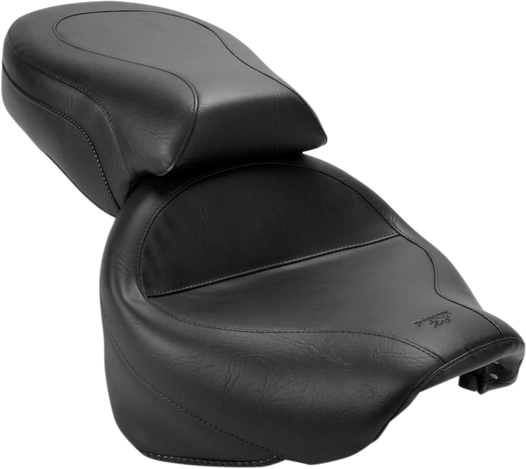 MUSTANG Seat - Vintage - Wide - Touring - Without Driver Backrest - Two-Piece - Smooth - Black 75217