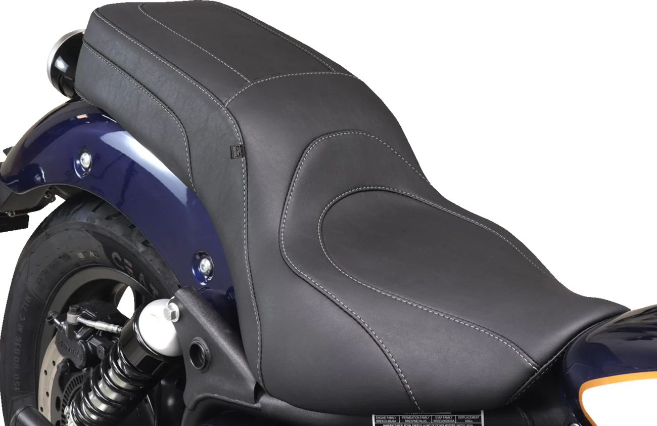 MUSTANG Squareback 2-Up Seat - Black w/ Steel Stitch - Royal Enfield '24-'25 88600ST