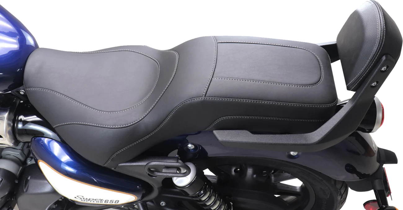 MUSTANG Squareback 2-Up Seat - Black w/ Steel Stitch - Royal Enfield '24-'25 88600ST - Image 2
