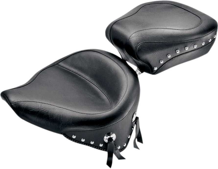 MUSTANG Wide Rear Seat - Studded - Black - Softail '84-'99 75509