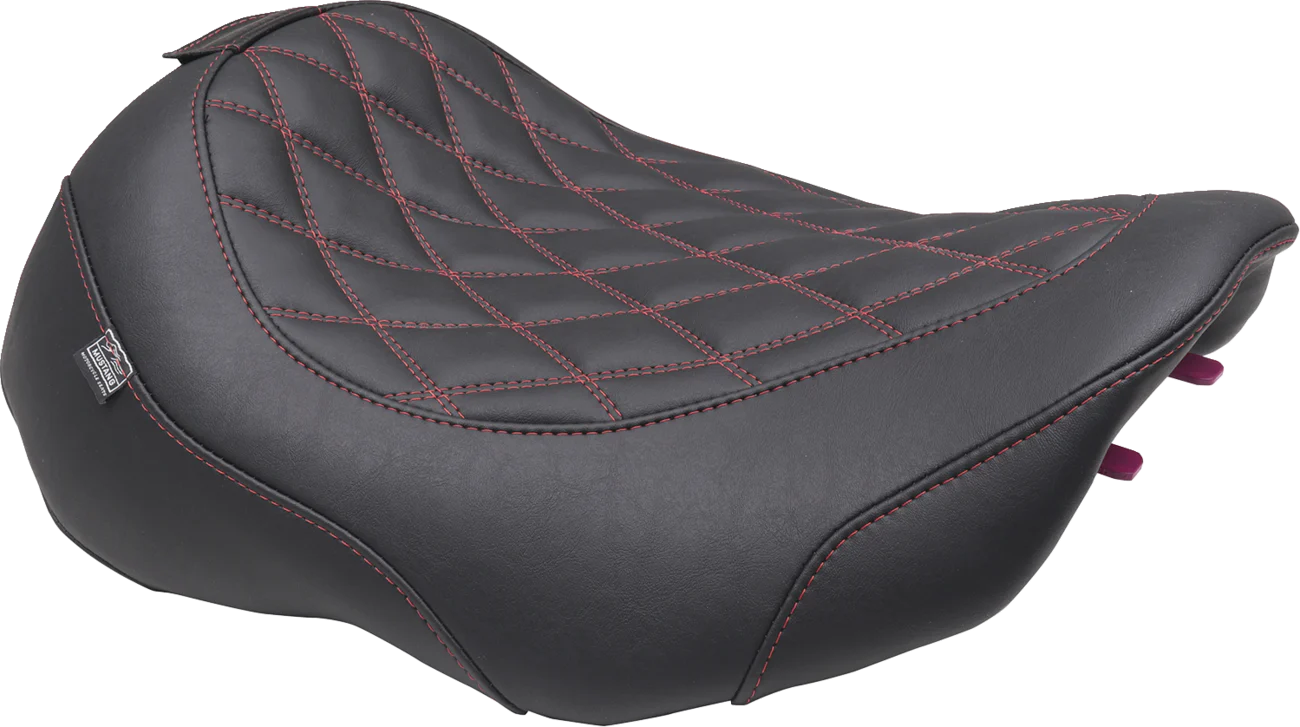MUSTANG Wide Tripper* Seat - Solo - Dark Brown/Dark Cherry Stitching - FLT/FLH '23-'25 89503DC