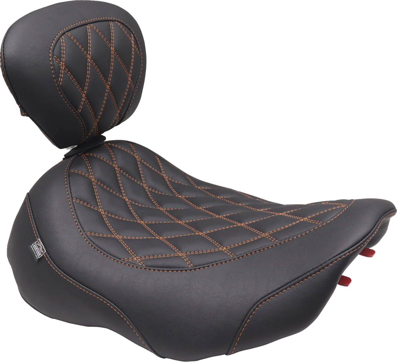 MUSTANG Wide Tripper* Seat - Solo - Dark Brown/Mandarin Orange Stitching - FLT/FLH '23-'25 89503MO - Image 2