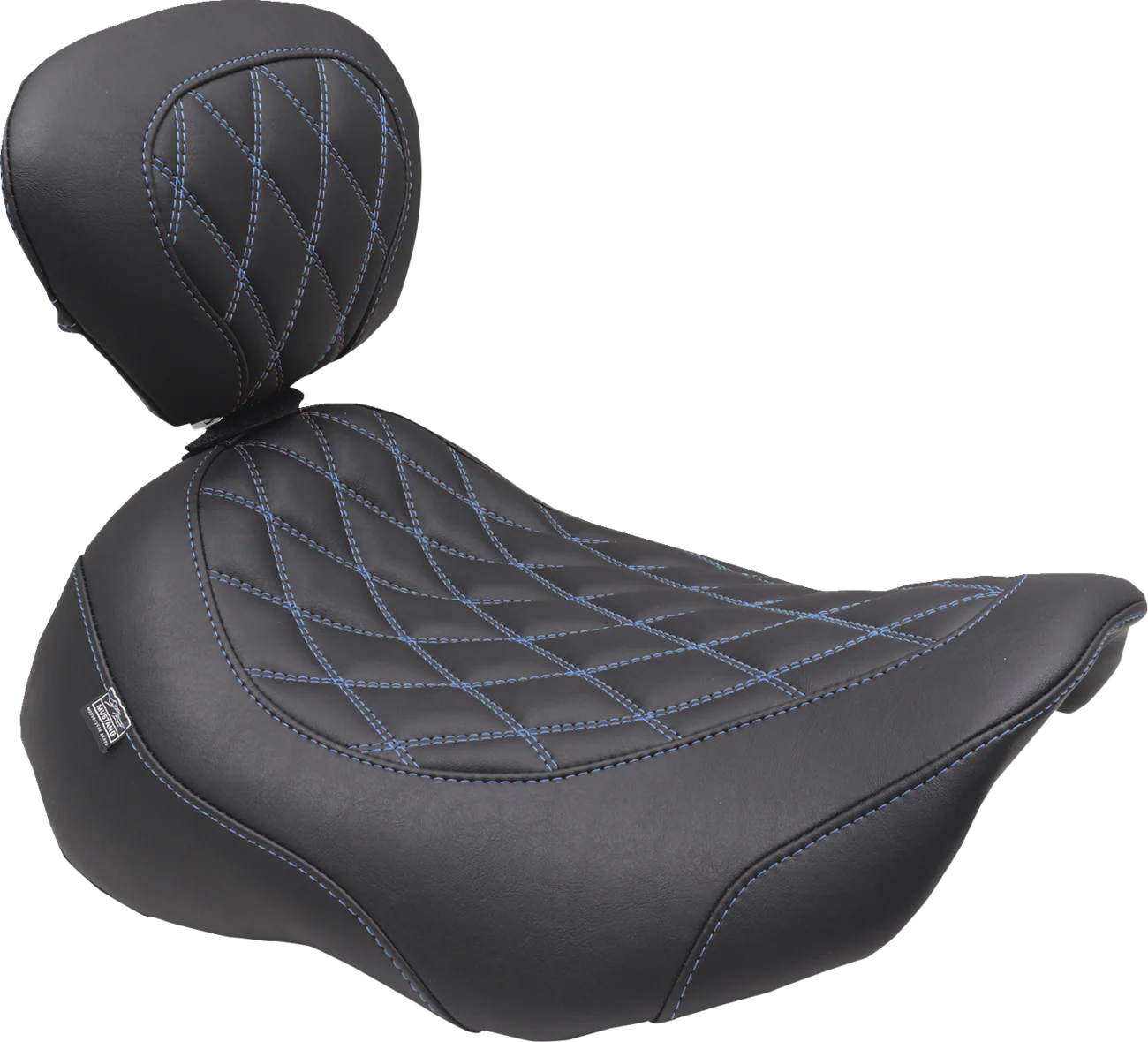 MUSTANG Wide Tripper* Seat - Solo - Dark Brown/Sky Blue Stitching - FLT/FLH '23-'25 89503SB - Image 2