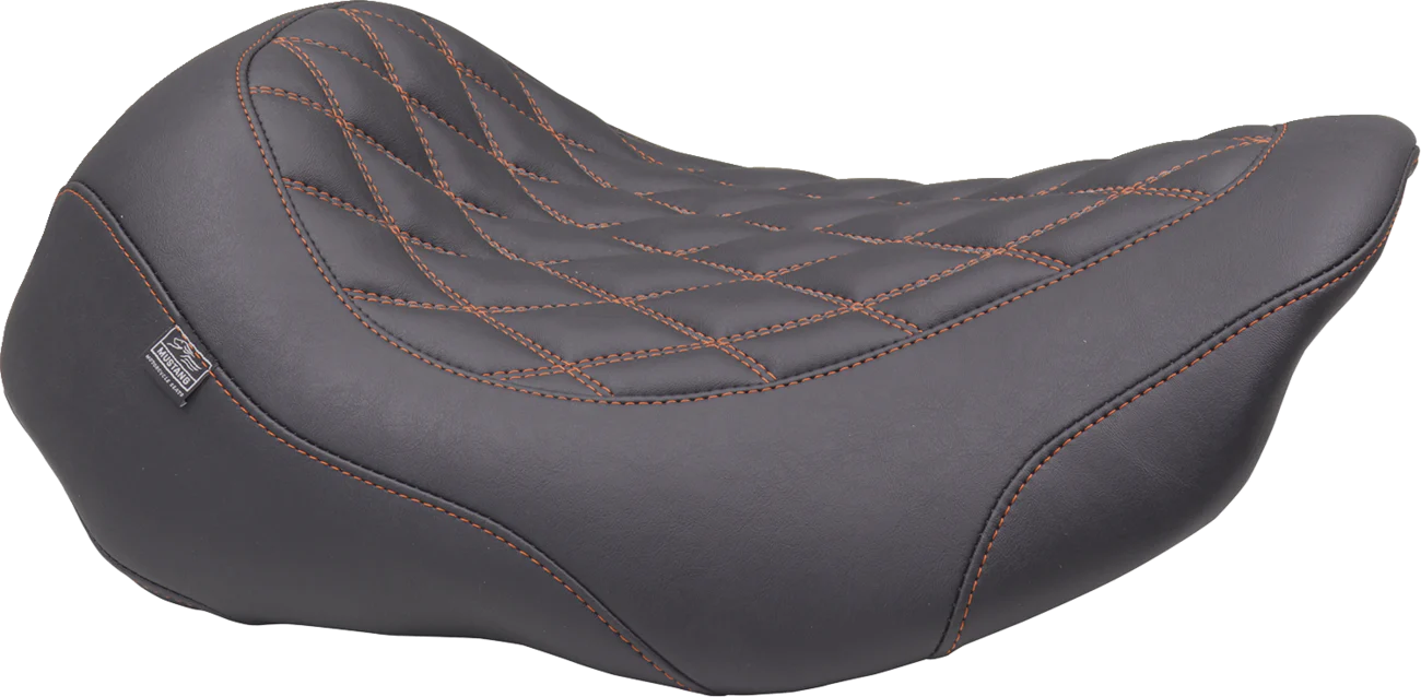 MUSTANG Wide Tripper* Seat - Solo - Mandarin Orange Stitching - FLT/FLH '23-'25 88503MO
