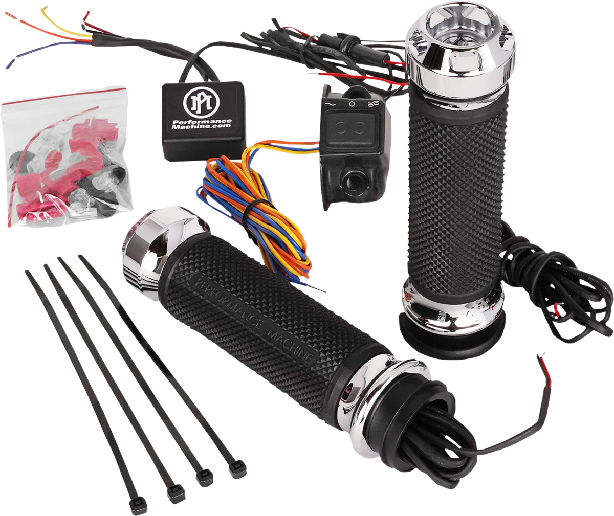 PERFORMANCE MACHINE (PM) Grips - Apex - Heated - TBW - Chrome 0063-2093-CH