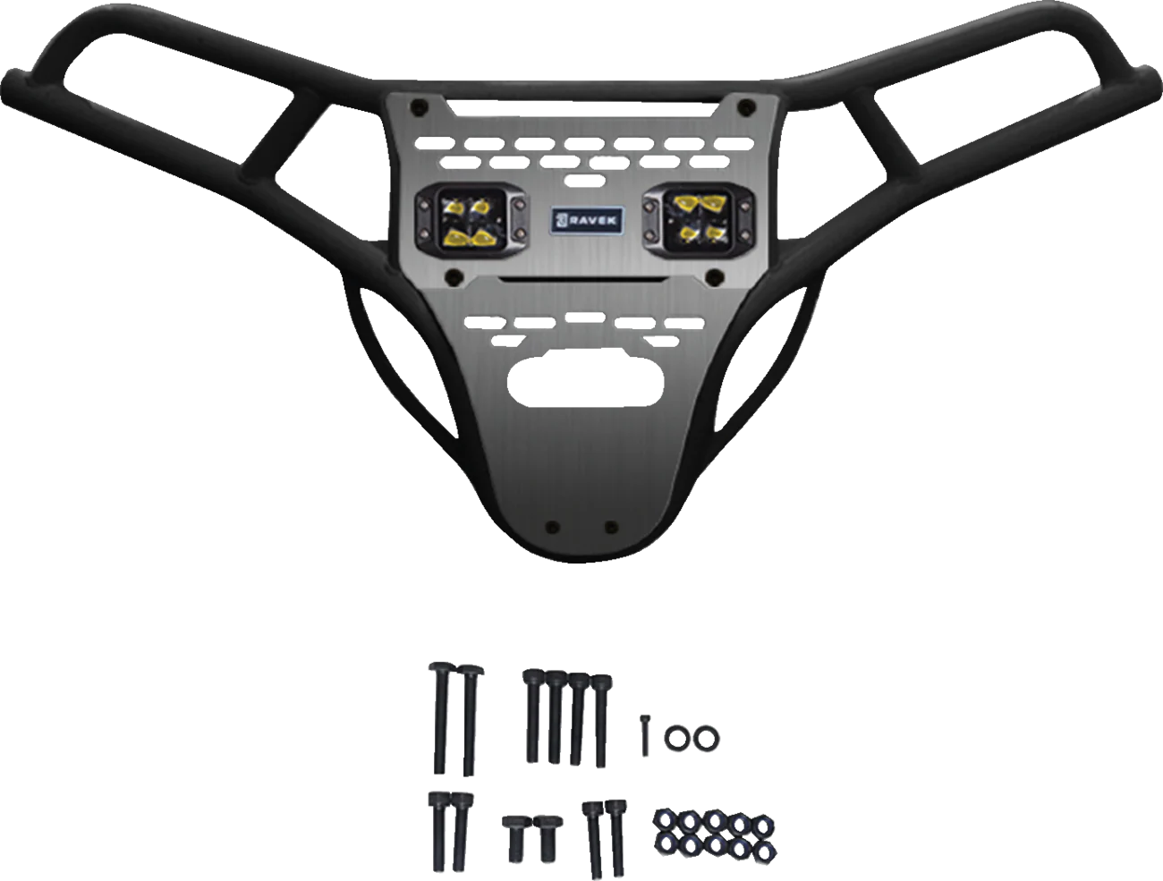 RAVEK Front Bumper/Skid Plate with Amber Lights - Black - RZR XP 1000 64-317BKLA