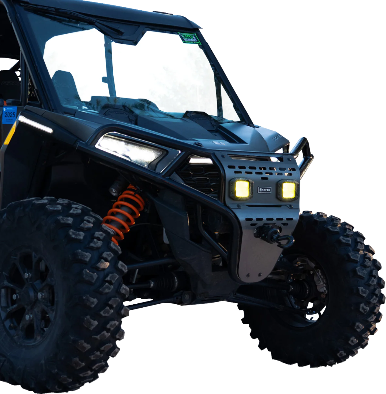 RAVEK Front Bumper/Skid Plate with Amber Lights - Black - RZR XP 1000 64-317BKLA - Image 2