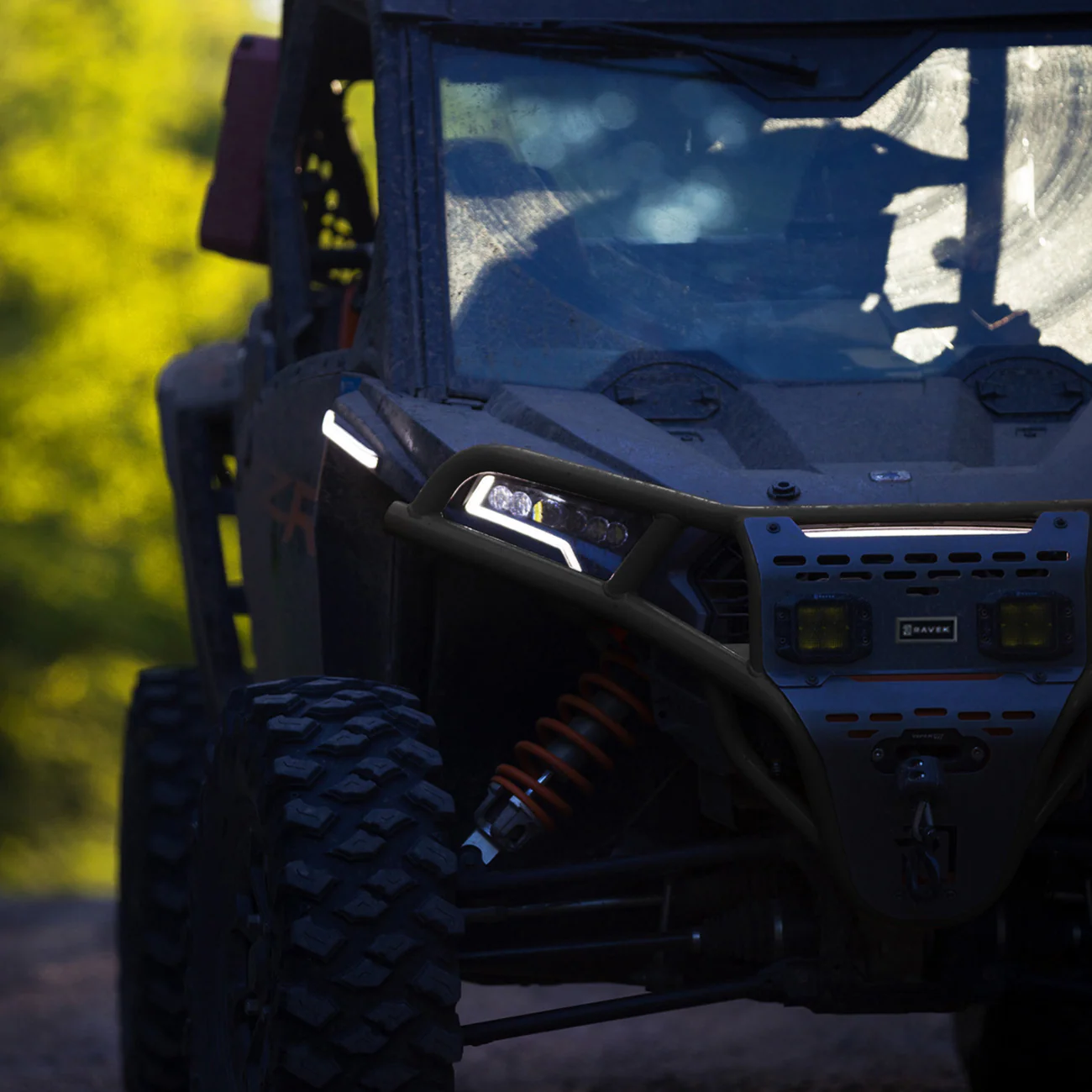 RAVEK Front Bumper/Skid Plate with Amber Lights - Black - RZR XP 1000 64-317BKLA - Image 3
