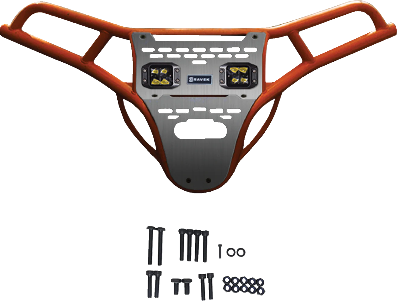 RAVEK Front Bumper/Skid Plate with Amber Lights - Orange - RZR XP 1000 64-317ORLA