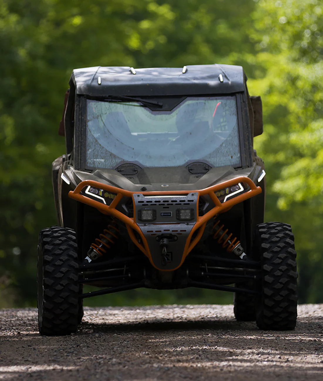 RAVEK Front Bumper/Skid Plate with White Lights - Orange - RZR XP 1000 64-317ORL - Image 5