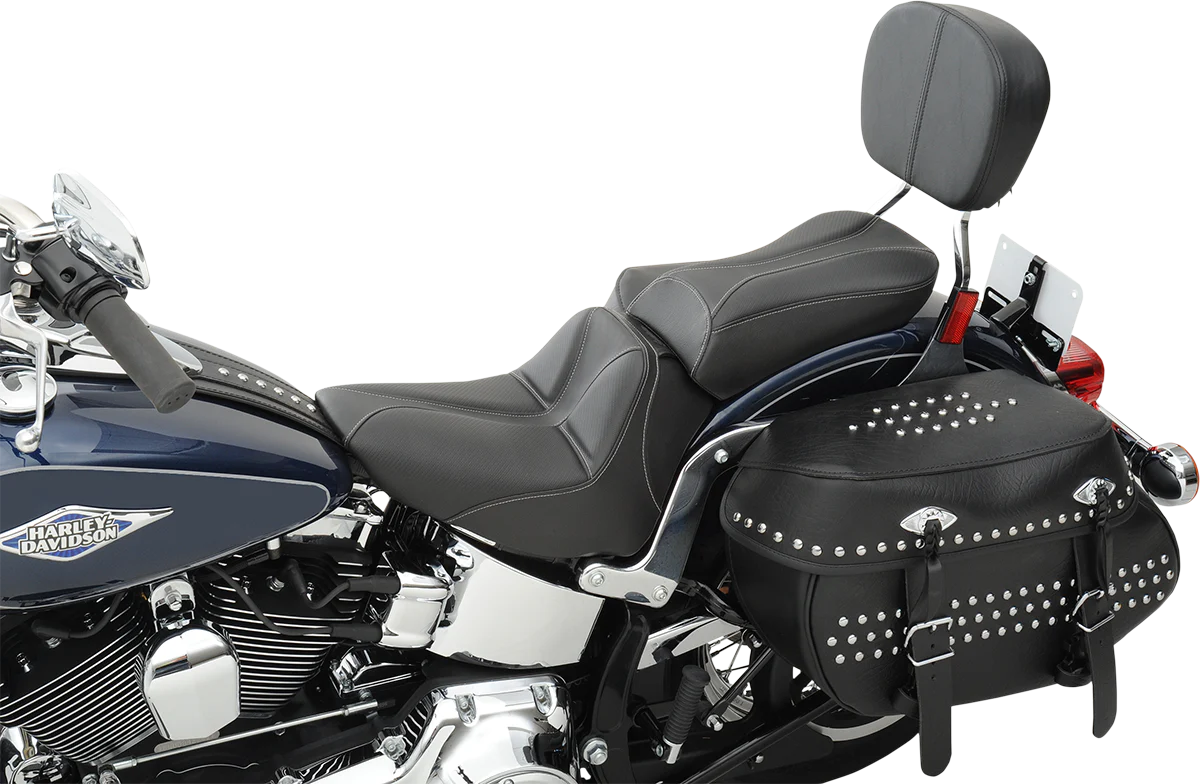 SADDLEMEN Dominator Pillion Pad - Standard Reach - Black w/ Gray Stitching - FLSTC '06-'17 806-23-0162
