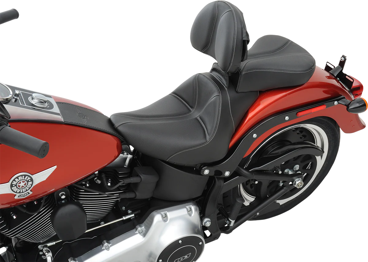 SADDLEMEN Dominator Solo Seat - w/o Backrest - Black w/ Gray Stitching - FL/FX '06-'17 806-12-0042