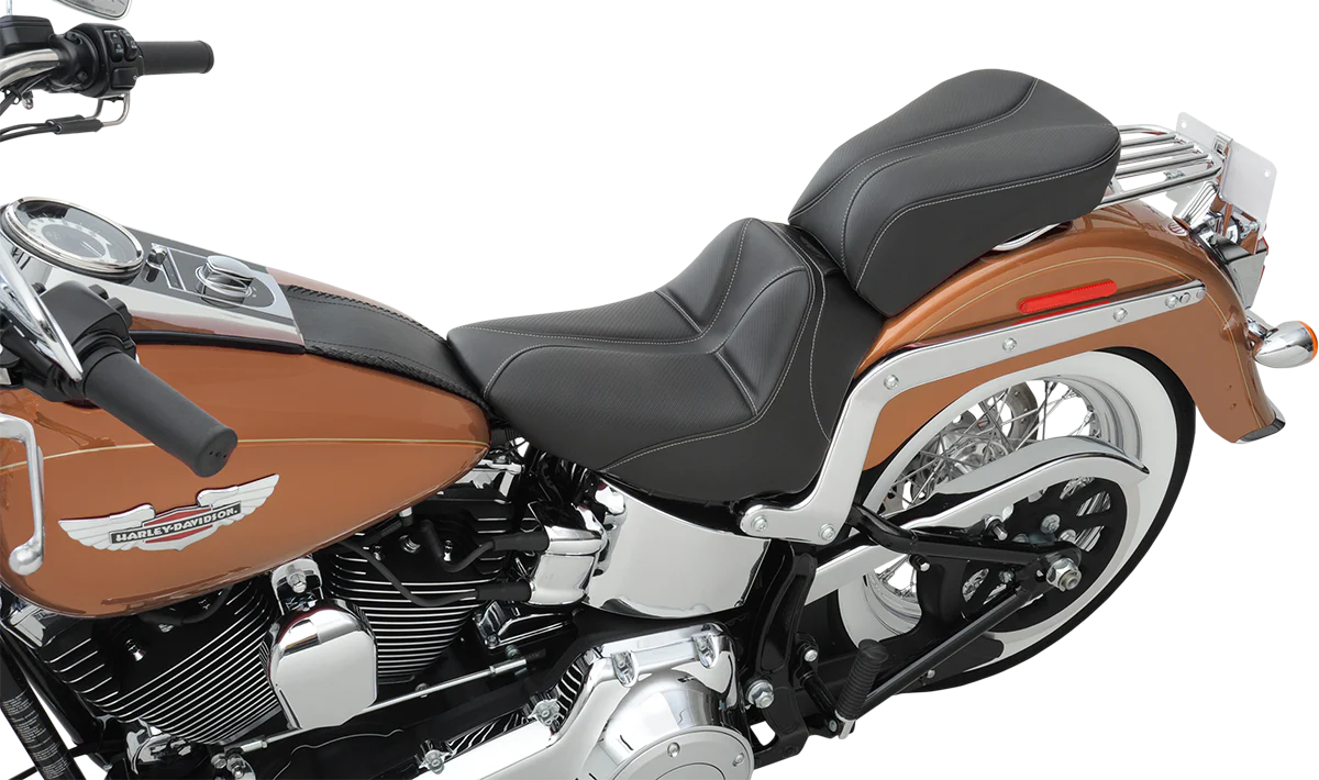 SADDLEMEN Dominator Solo Seat - w/o Backrest - Black w/ Gray Stitching - FLSTC/N '06-'17 806-15-0042