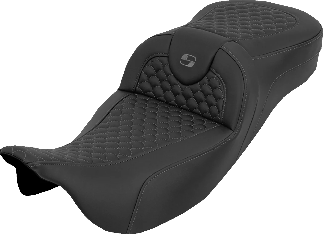 SADDLEMEN Extended Reach RoadSofa™ Seat - Dragon Scale - w/o Backrest - Gray Stitch - FLH/FLT '08-'25 808-07B-20902