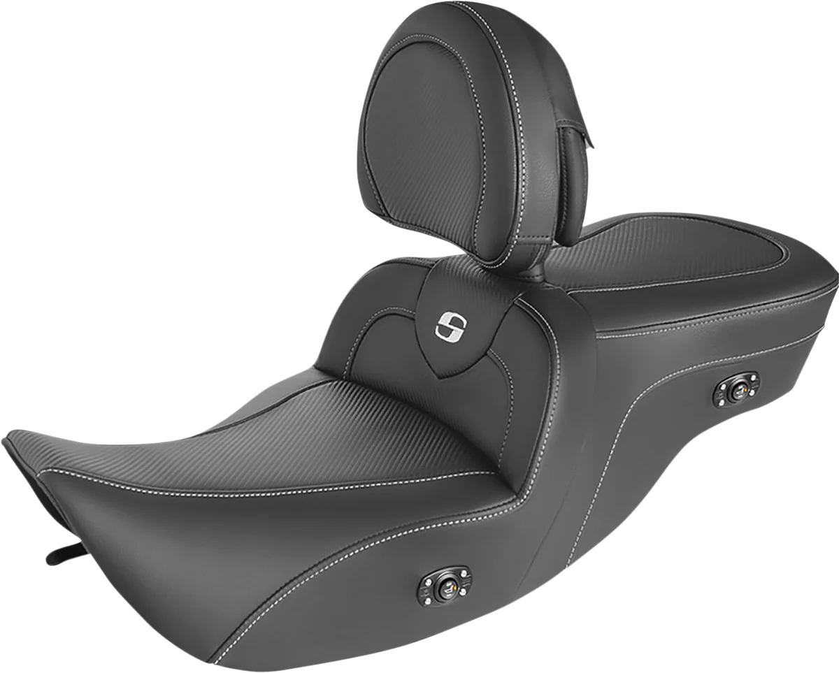 SADDLEMEN Heated Roadsofa™ Seat - Carbon Fiber - w/ Backrest 897-06-185BRHC