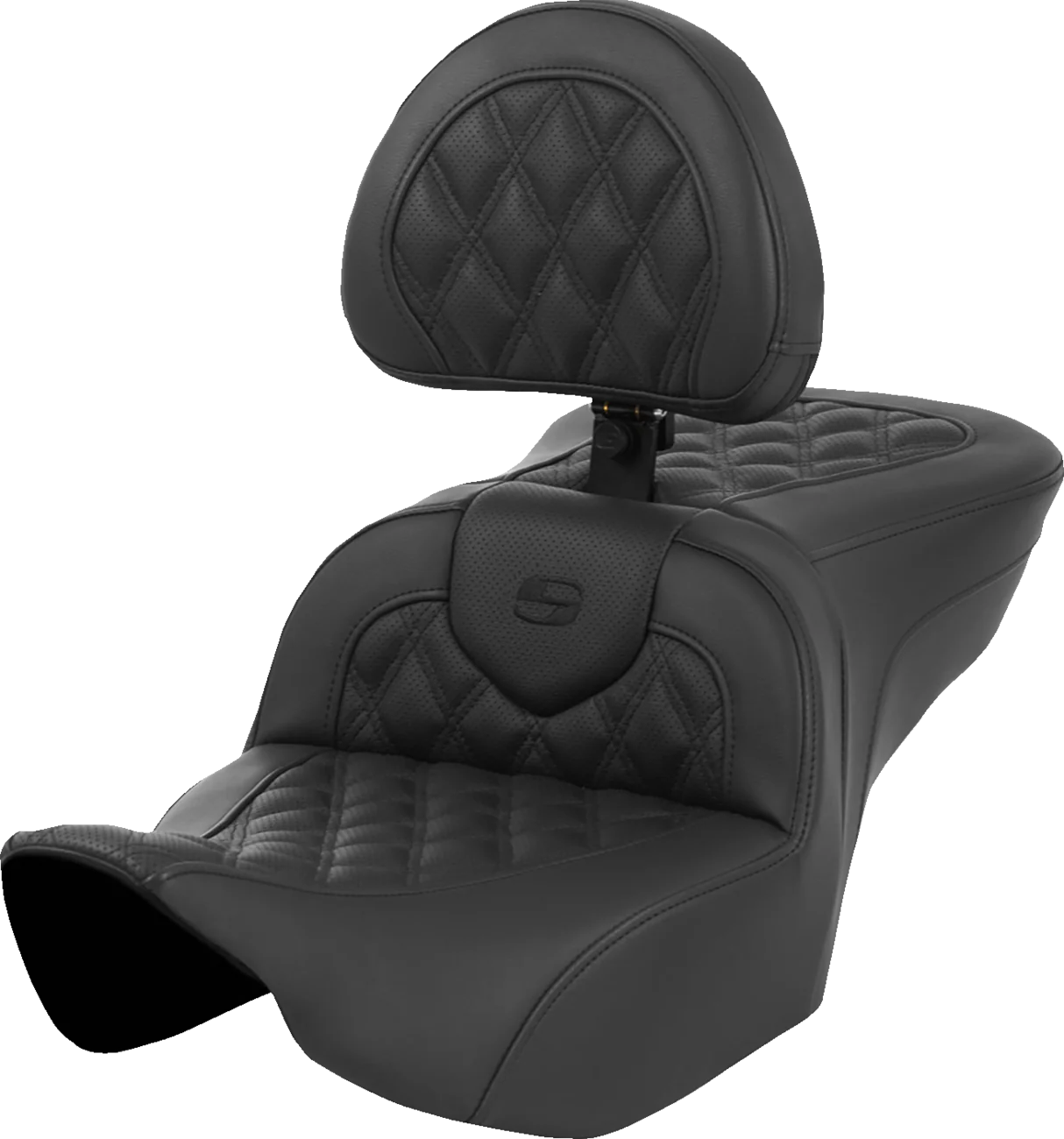 SADDLEMEN Heated Roadsofa™ Seat - Lattice Stitch - w/ Backrest - FLT/FLH '23-'24 823-07-182C0