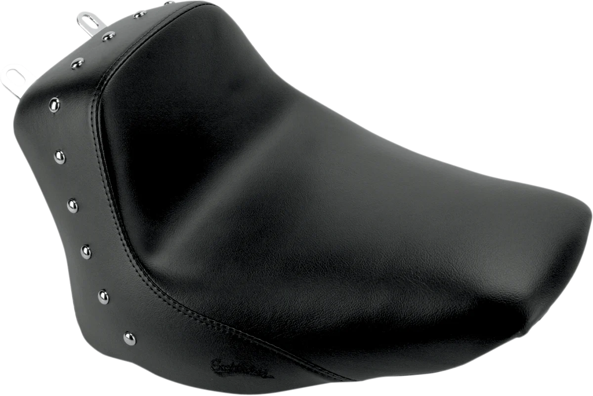 SADDLEMEN Heels Down Solo Seat - Without Backrest - Studded - Black - FLSTC 806-15-0011