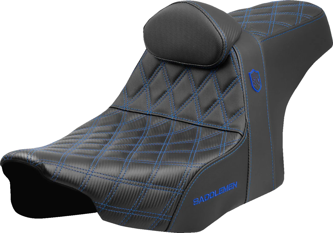 SADDLEMEN Pro Series SDC Performance Seat - Blue Stitching - w/ Backrest - FLT/FLH '23-'24 SC82307DB1