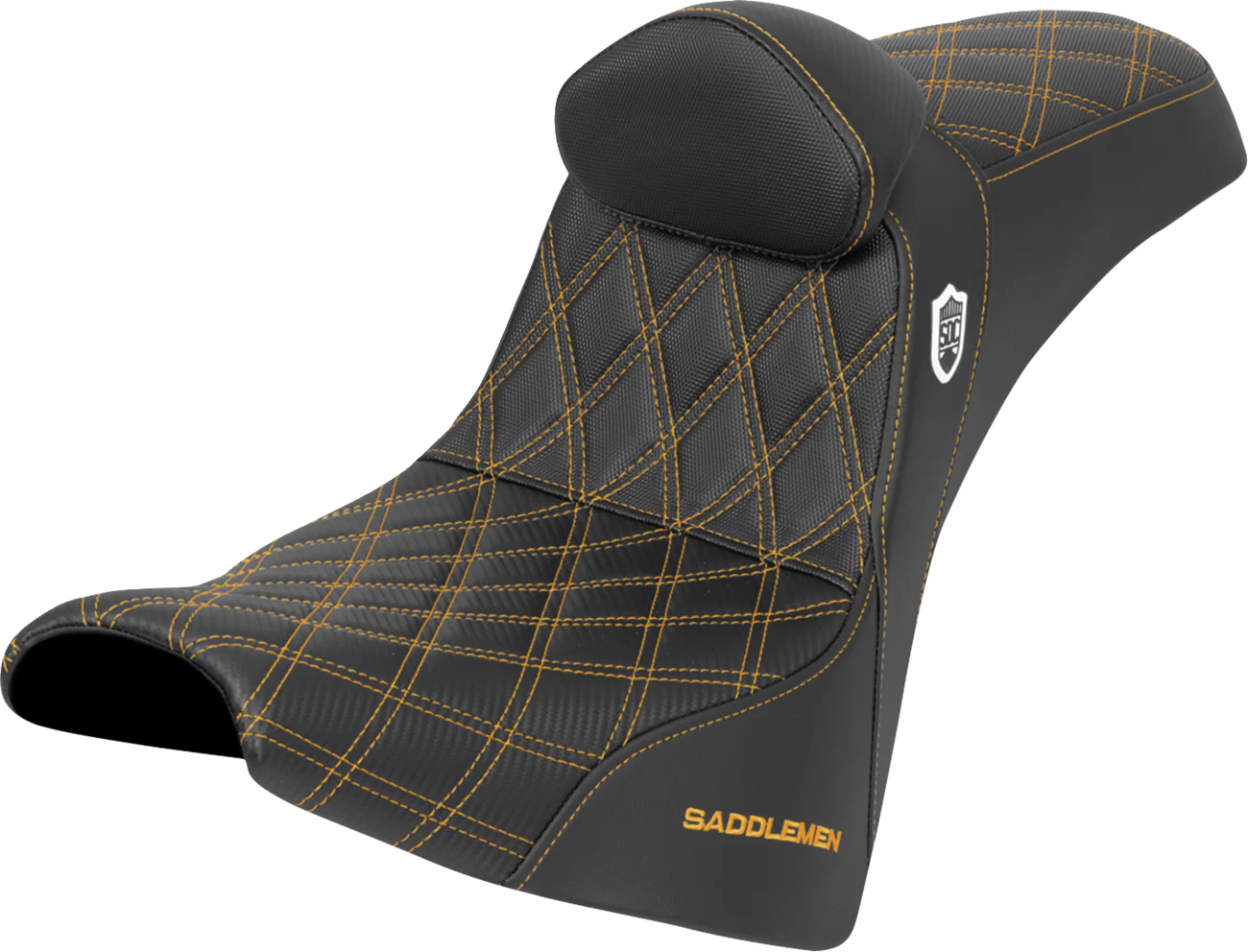 SADDLEMEN Pro Series SDC Performance Seat - w/ Backrest - Gold Stitch - Gripper - FXBB/FXST '18-'25 SC81830DB7