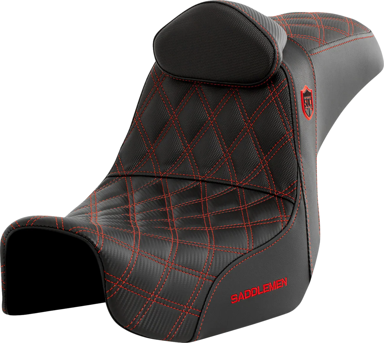 SADDLEMEN Pro Series SDC Performance Seat - w/ Backrest - Red Stitch - Dyna '06-'17 SC80604REDRT
