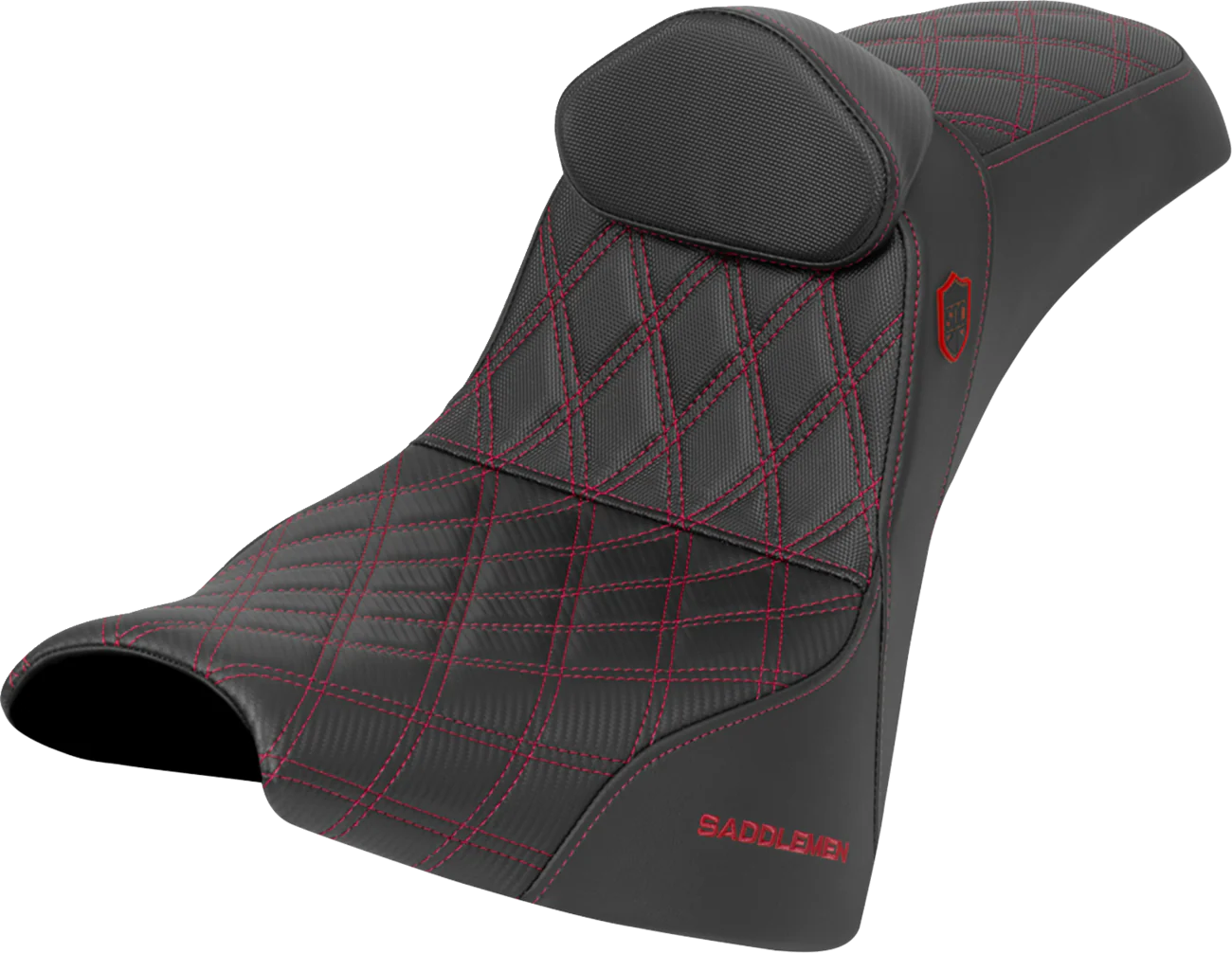 SADDLEMEN Pro Series SDC Performance Seat - w/ Backrest - Red Stitch - Gripper - FXBB/FXST '18-'25 SC81830DB4