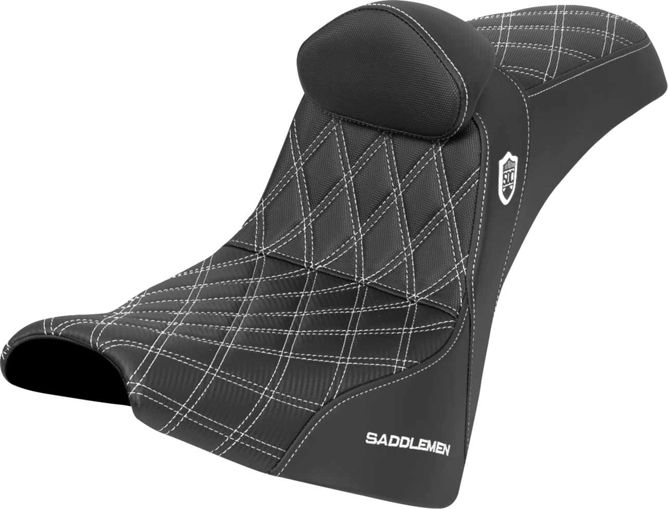 SADDLEMEN Pro Series SDC Performance Seat - w/ Backrest - White Stitch - Gripper - FXBB/FXST '18-'25 SC81830DB6