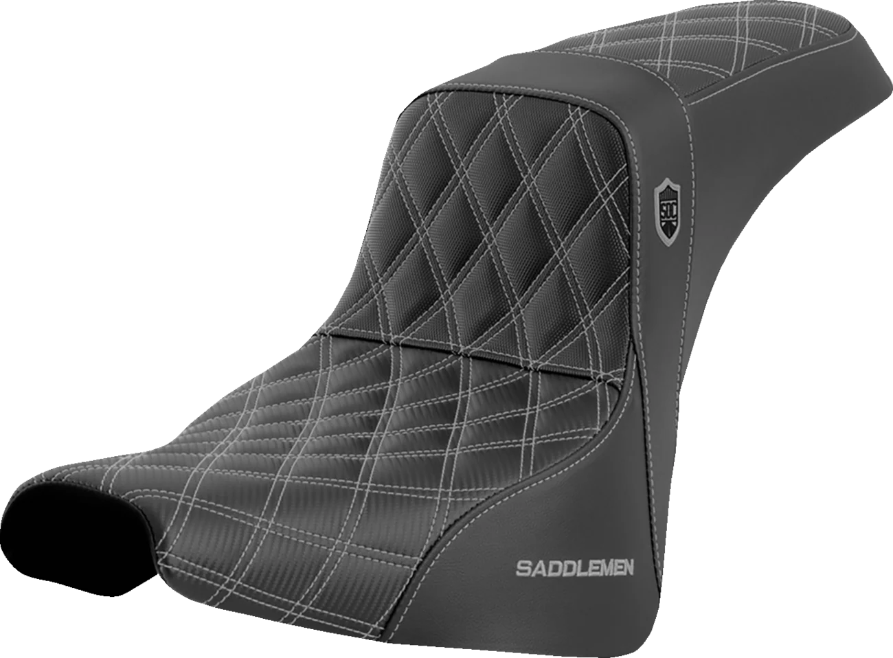 SADDLEMEN Pro Series SDC Performance Seat - w/o Backrest - Silver Stitch - FXBB/FXST '18-'23 SC81830SIL