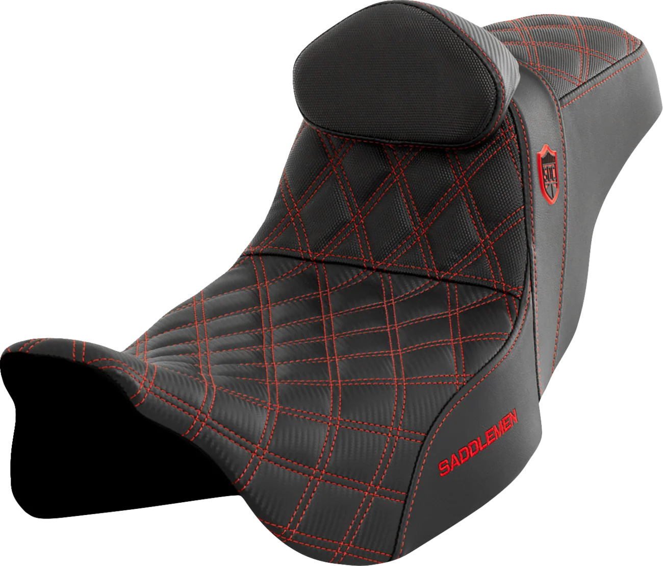 Saddlemen Pro Series SDC Performance Seat with Backrest - Red Stitch - FLH/FLT '08-'23 SC80807REDRT