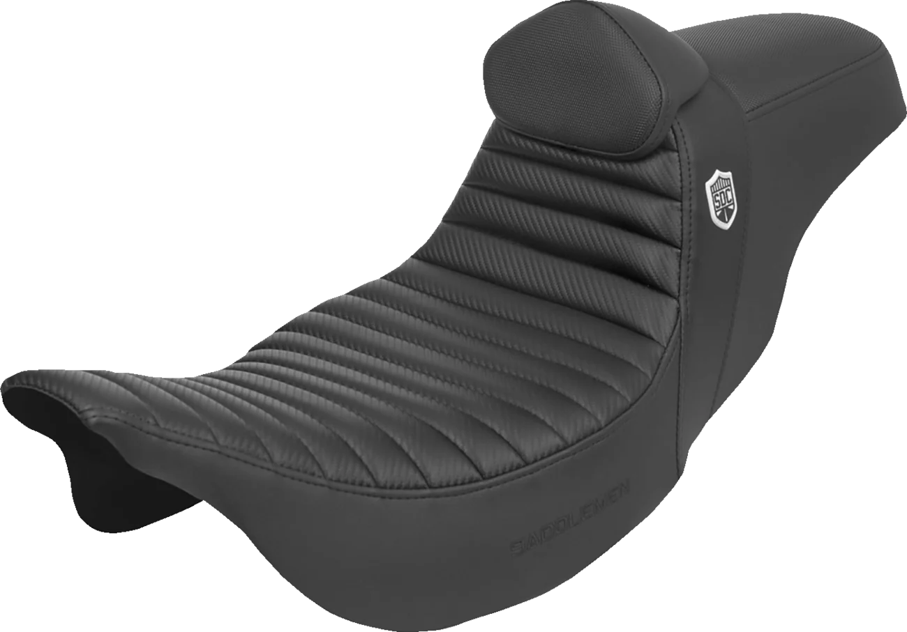 SADDLEMEN Pro Series SDC Performance Seat with Backrest - Tuck-n-Roll/Carbon Fiber - Gripper - FLH/FLT '08-'23 SC80807TB
