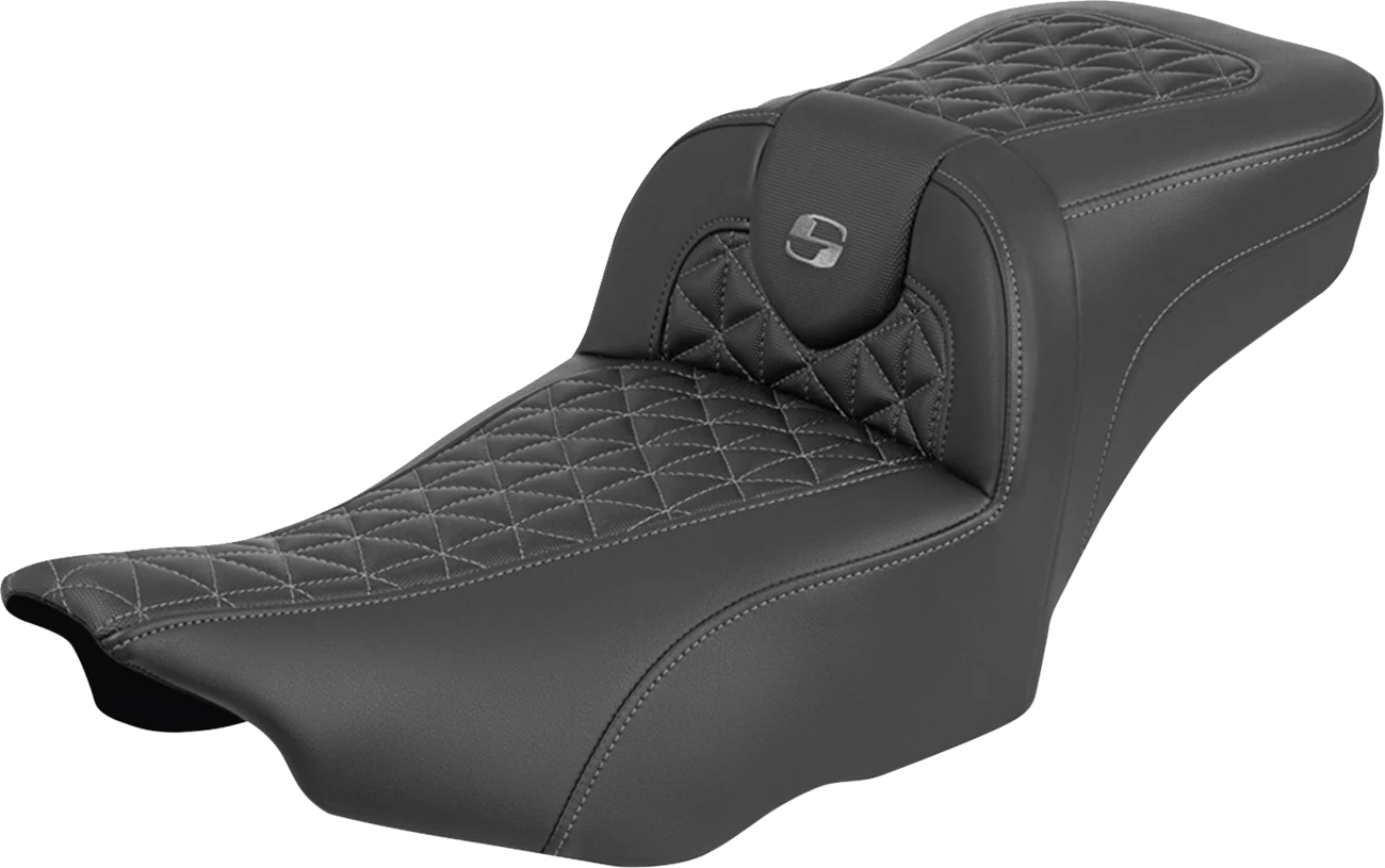 SADDLEMEN Roadsofa™ Extended Reach Seat - without Backrest - Gray Stitch - FLH/FLT '23-'25 823-07-21102