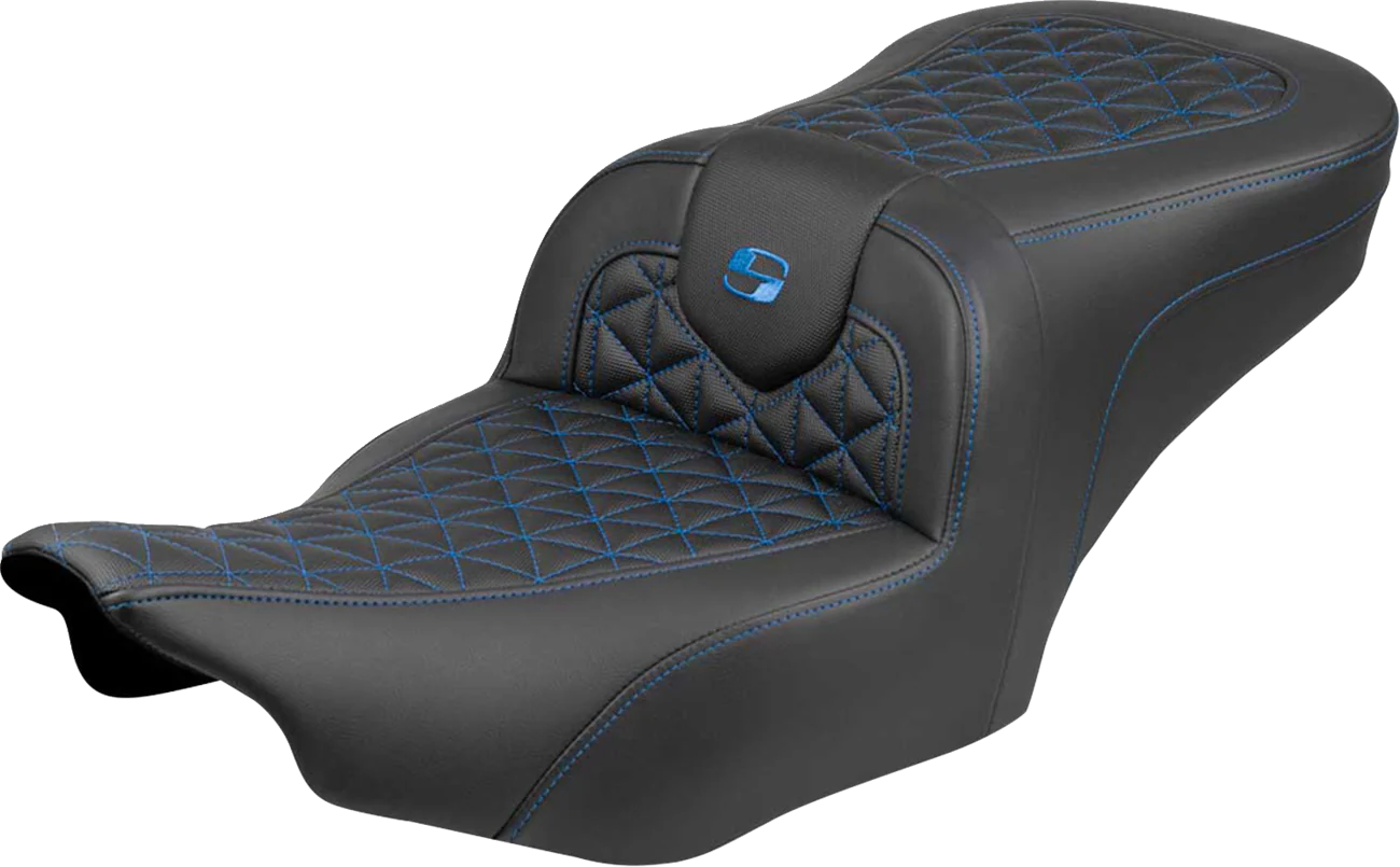 SADDLEMEN Roadsofa™ Seat - without Backrest - Blue Stitch - FLH/FLT '23-'25 823-07-21001