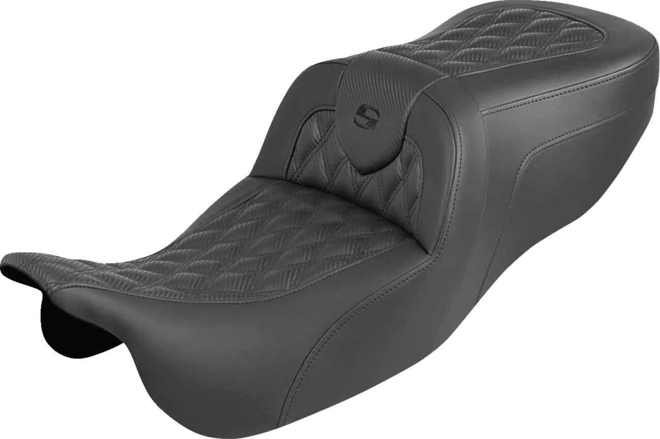 SADDLEMEN Roadsofa™ Seat - Without Backrest - Carbon Fiber - Lattice Stitch - FLRT/FLTRT 815-07-20600