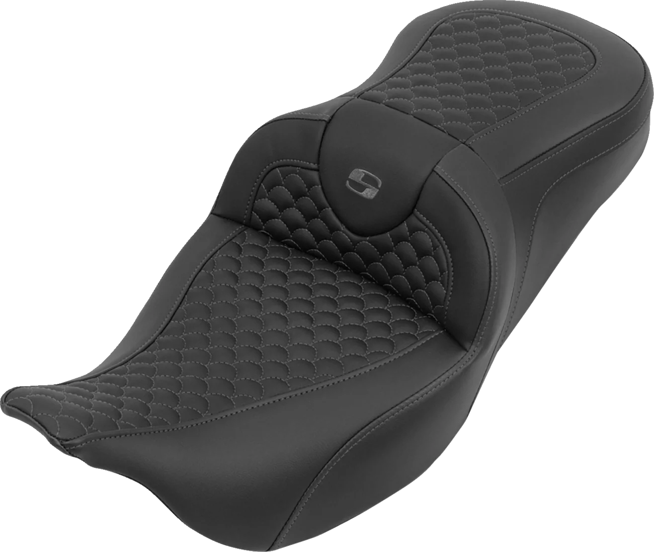 SADDLEMEN Roadsofa™ Seat - without Backrest - Dragon Stitch - Gray Stitch - FLH/FLT '08-'25 808-07B-20802