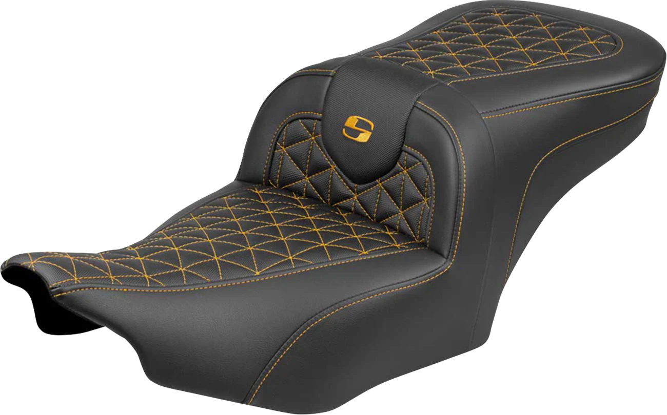 SADDLEMEN Roadsofa™ Seat - without Backrest - Gold Stitch - FLH/FLT '23-'25 823-07-21007