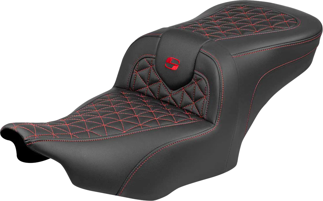 SADDLEMEN Roadsofa™ Seat - without Backrest - Red Stitch - FLH/FLT '23-'25 823-07-21004