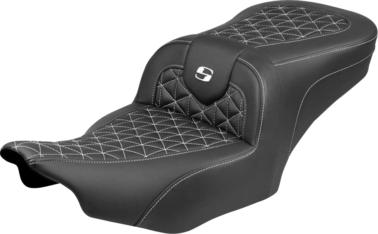 SADDLEMEN Roadsofa™ Seat - without Backrest - White Stitch - FLH/FLT '23-'25 823-07-21006