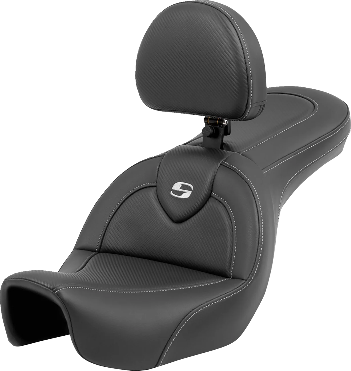 SADDLEMEN Roadsofa™ Carbon Fiber Seat - Carbon Fiber - with Backrest - FXD '06-'17 806-04-185BR