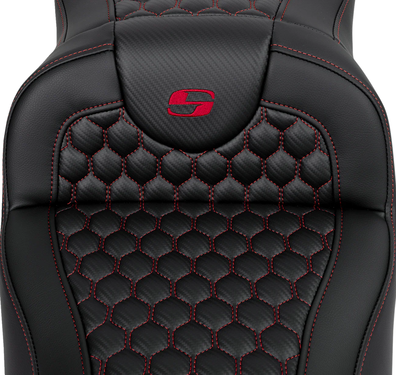 SADDLEMEN RoadSofa* Extended Reach Seat - Honeycomb with Red Stitch - Part 808-07B-19004 - Image 2