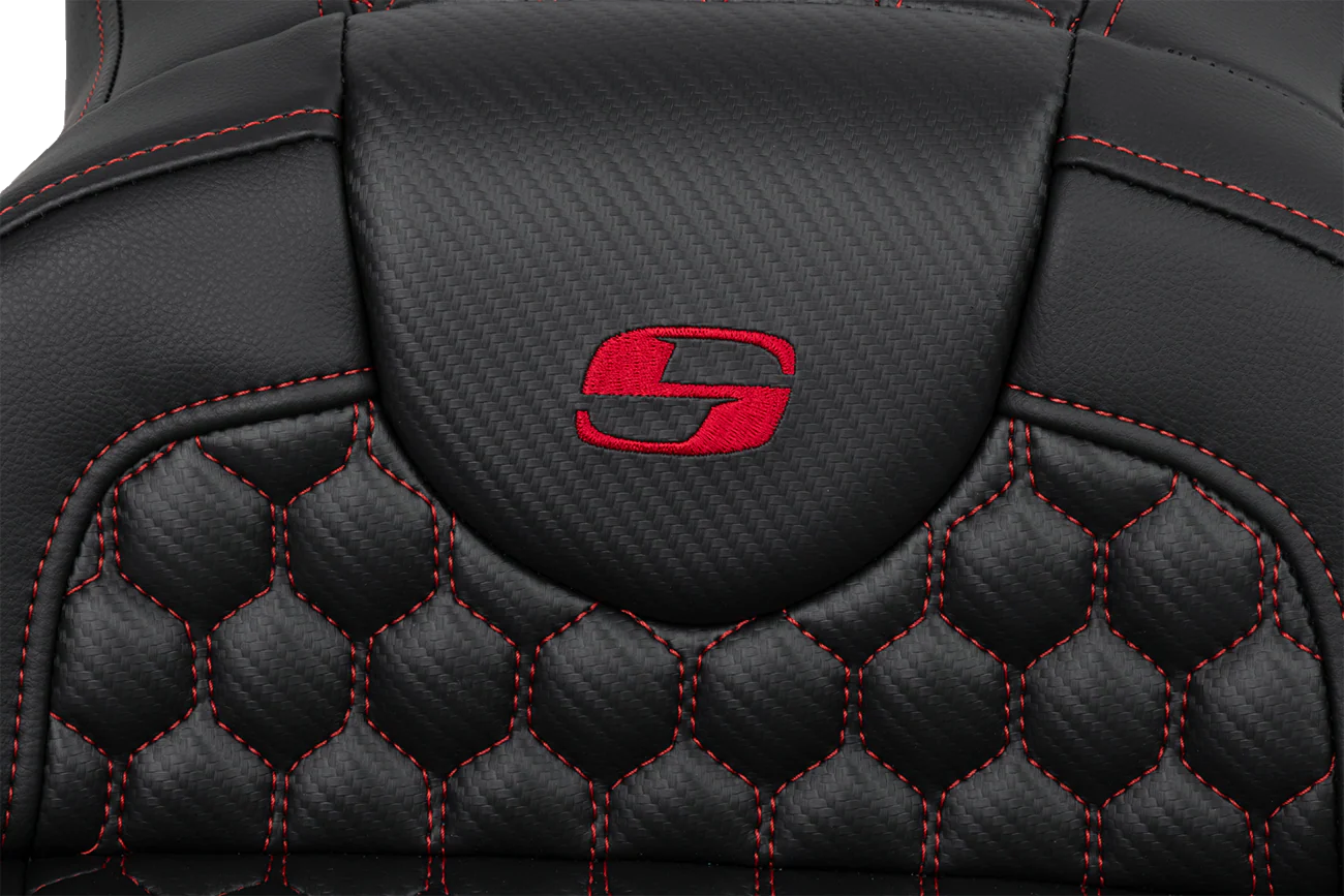 SADDLEMEN RoadSofa* Extended Reach Seat - Honeycomb with Red Stitch - Part 808-07B-19004 - Image 3