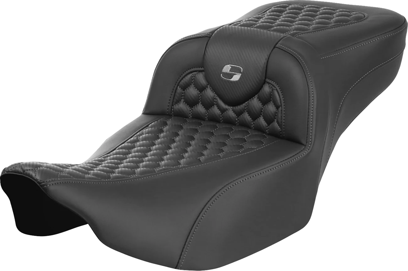 SADDLEMEN Roadsofa* Extended Reach Seat - without Backrest - Honeycomb - Dark Gray Stitch - FLTR/FLHX '23-'24 823-07-19002