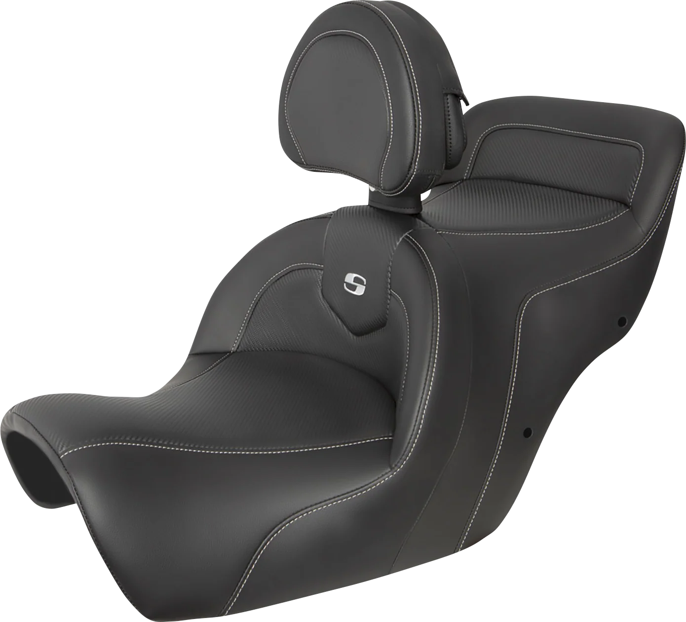 SADDLEMEN Roadsofa™ Seat - Carbon Fiber - Includes Backrest - Black H88-07-185BR