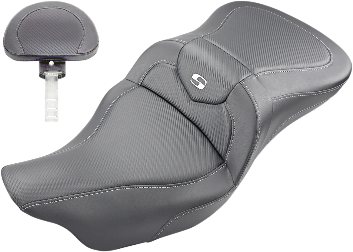 SADDLEMEN Roadsofa* Seat - Carbon Fiber - with Backrest - '08-'23 FL 808-07B-185BR