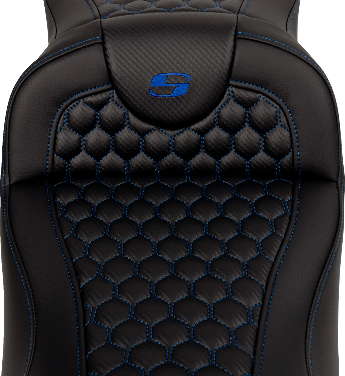 SADDLEMEN RoadSofa* Seat - Honeycomb - Blue Stitch - Extended Reach - FLH/FLT '08-'23 - Part 808-07B-19001 - Image 2