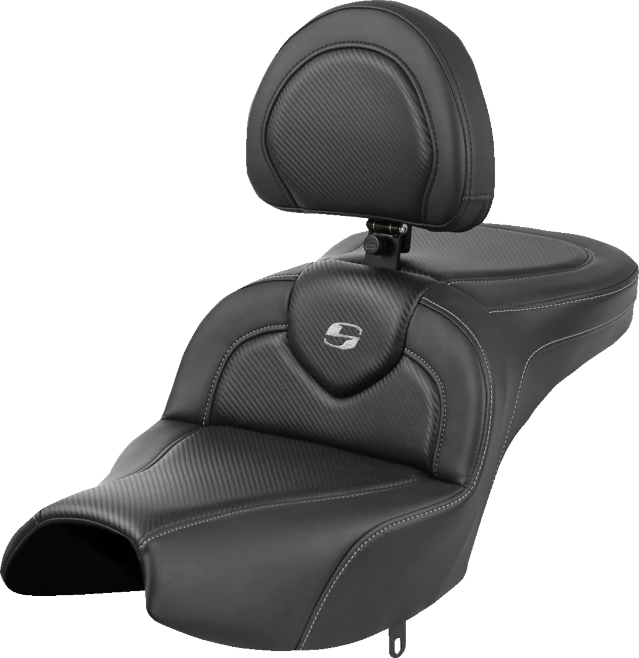 SADDLEMEN Roadsofa* Seat - With Backrest - Black - Carbon Fiber - Indian Pursuit '22-'24 I22-02-185BR