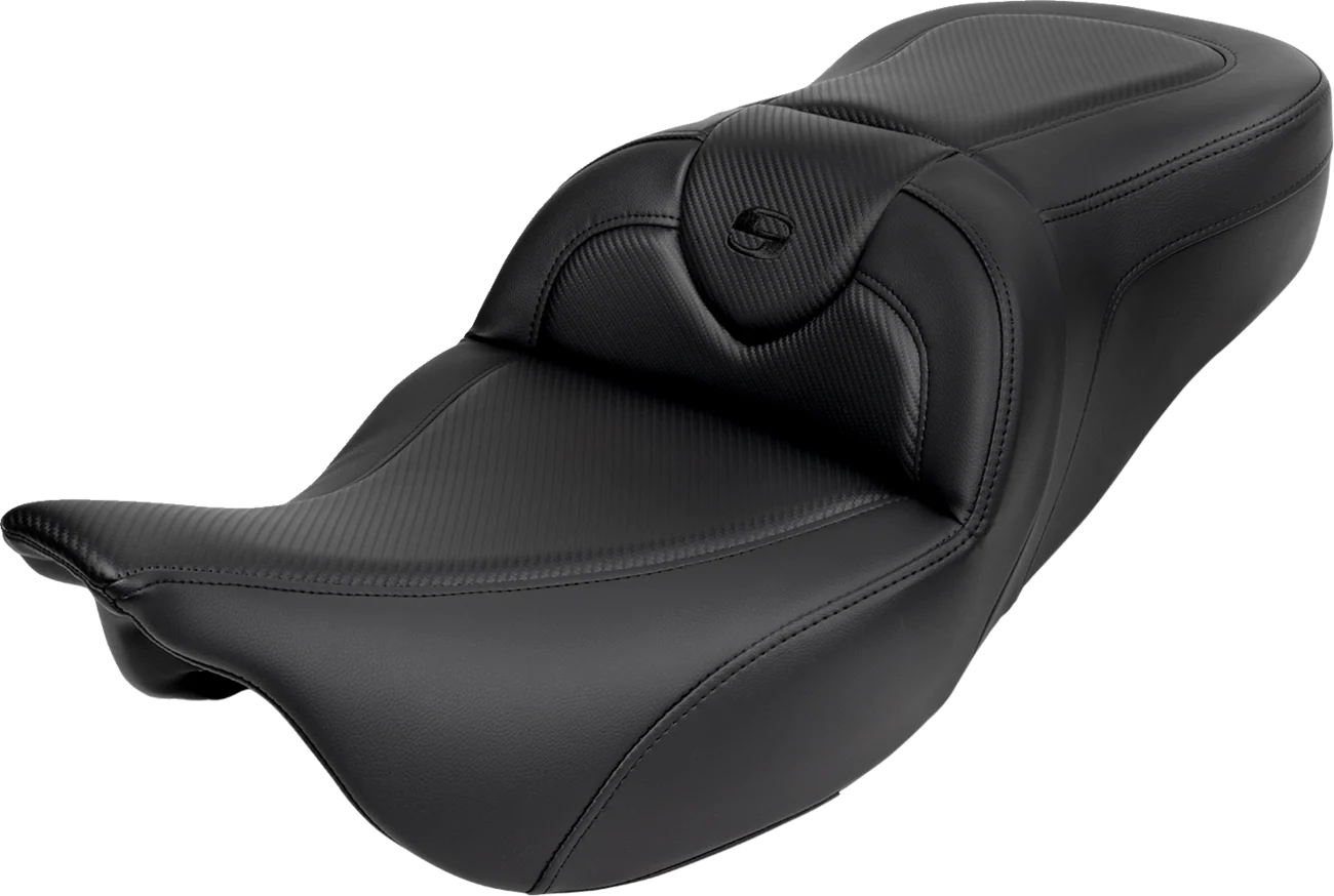 SADDLEMEN Roadsofa* Seat - with Backrest - Carbon Fiber - Black Stitch - FL '08-'19 808-07B-185B0