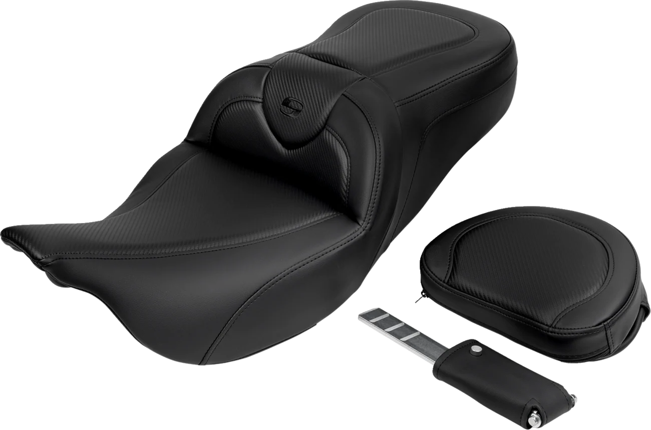 SADDLEMEN Roadsofa* Seat - with Backrest - Carbon Fiber - Black Stitch - FL '08-'19 808-07B-185B0 - Image 3
