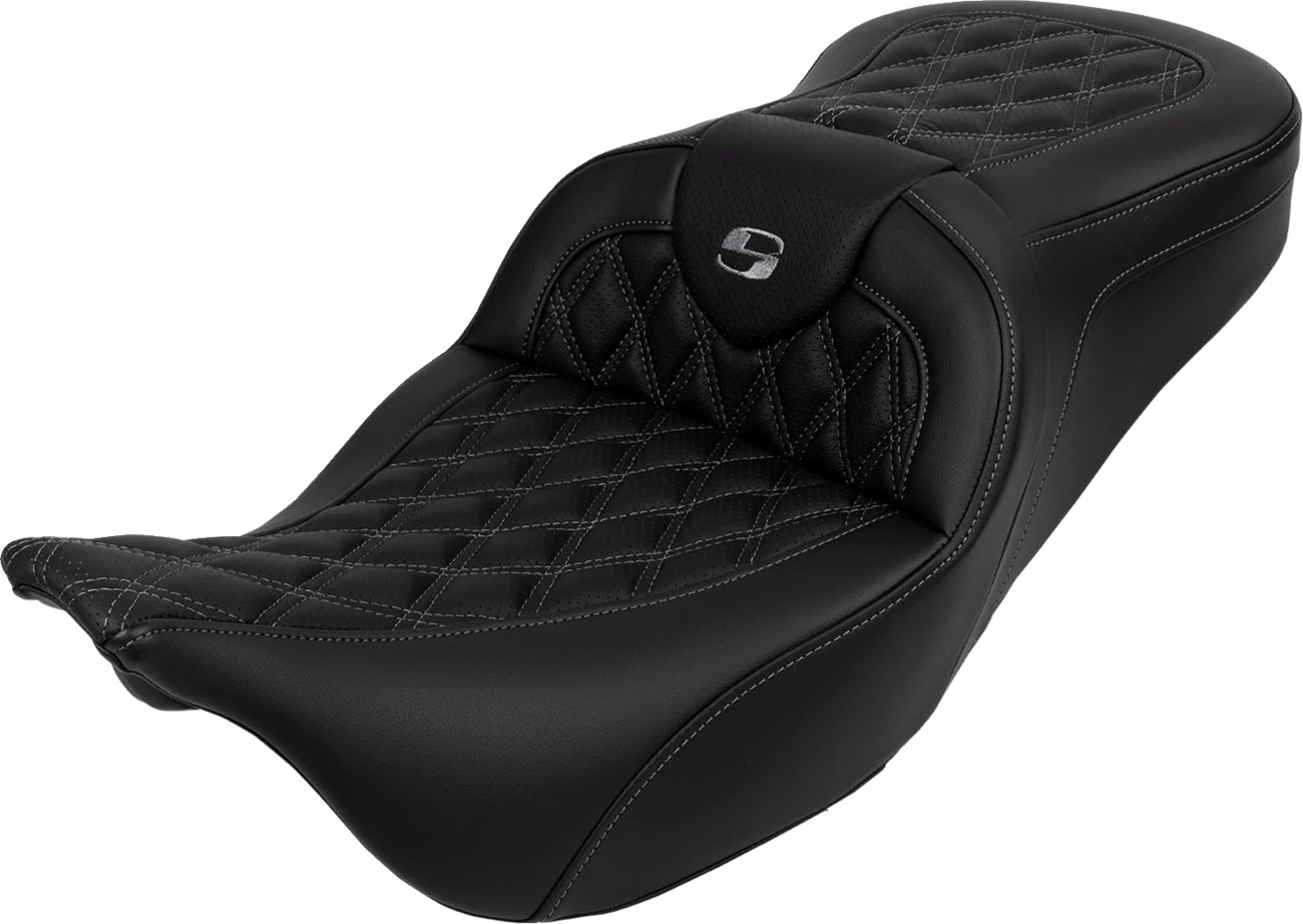 SADDLEMEN Roadsofa* Seat - with Backrest - Dark Gray Stitch - FL '08-'23 808-07B-182B2