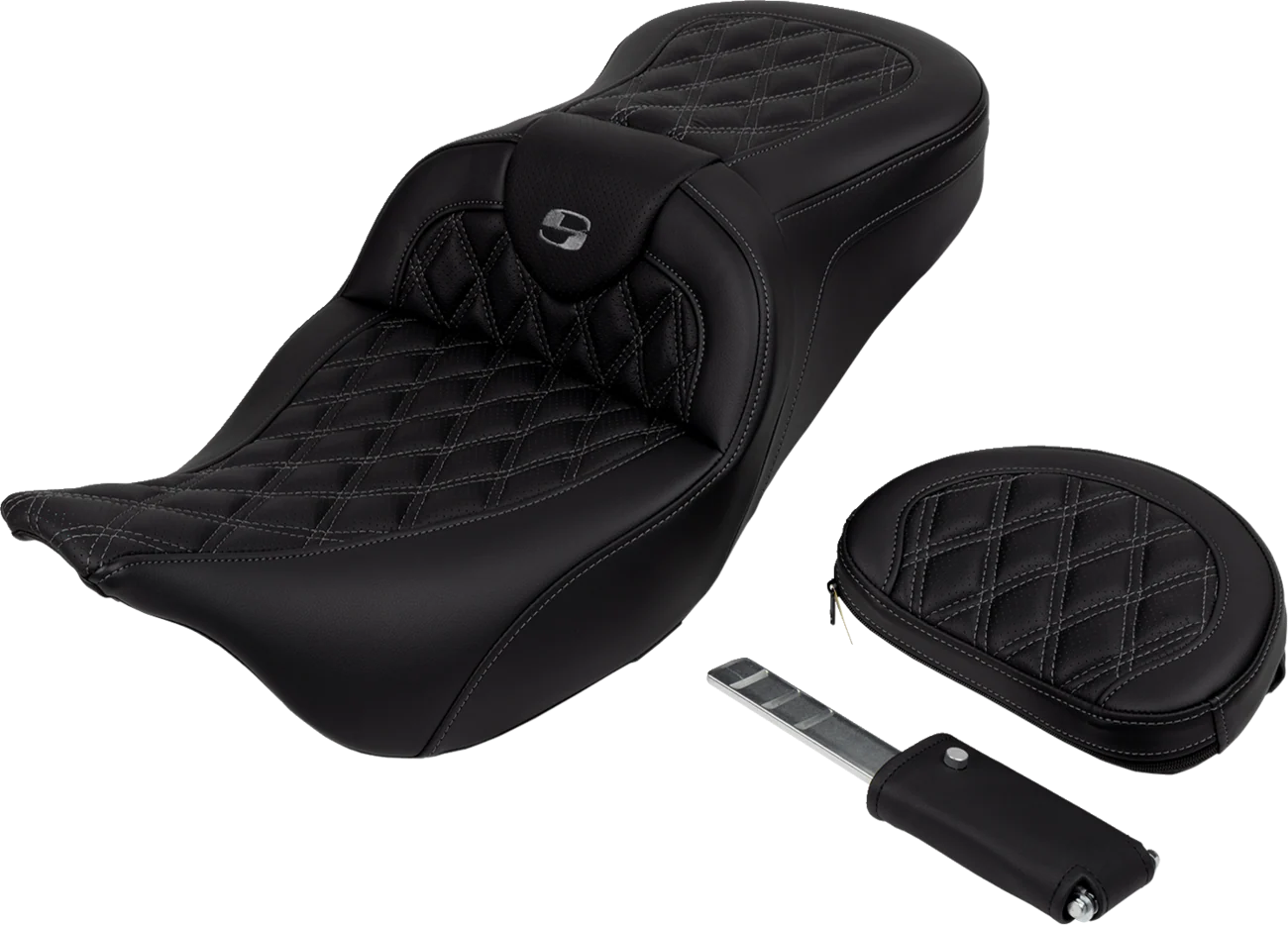 SADDLEMEN Roadsofa* Seat - with Backrest - Dark Gray Stitch - FL '08-'23 808-07B-182B2 - Image 4