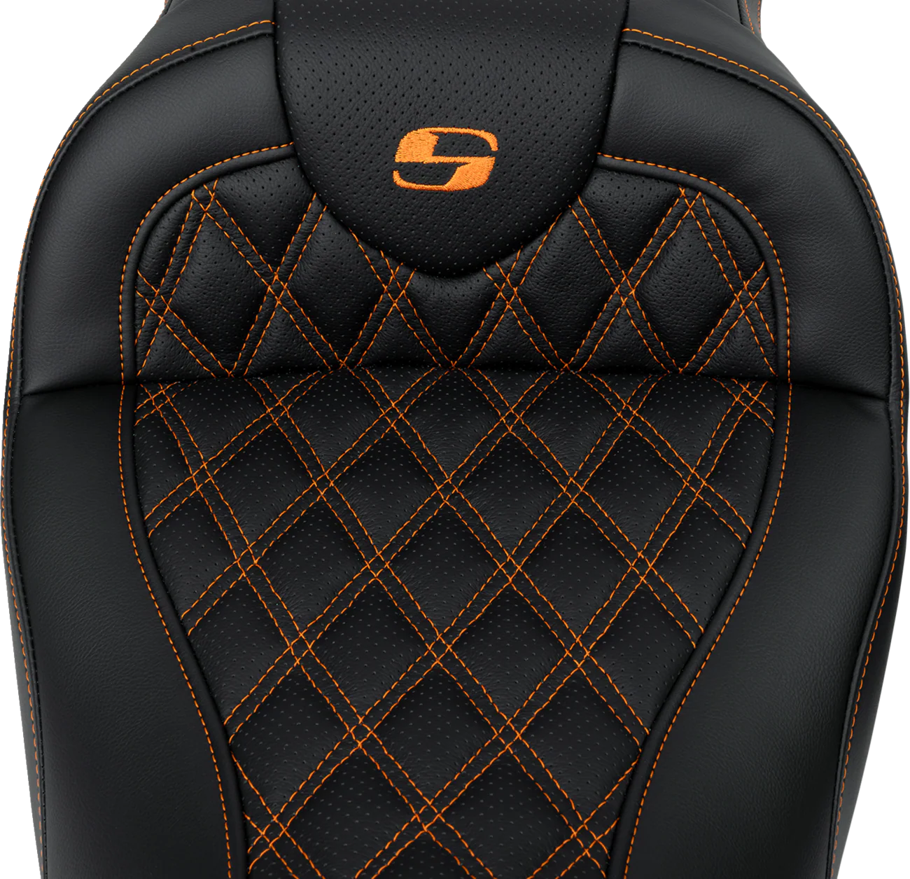 SADDLEMEN Roadsofa* Seat - with Backrest - Orange Stitch - FL '08-'23 808-07B-182B3 - Image 2