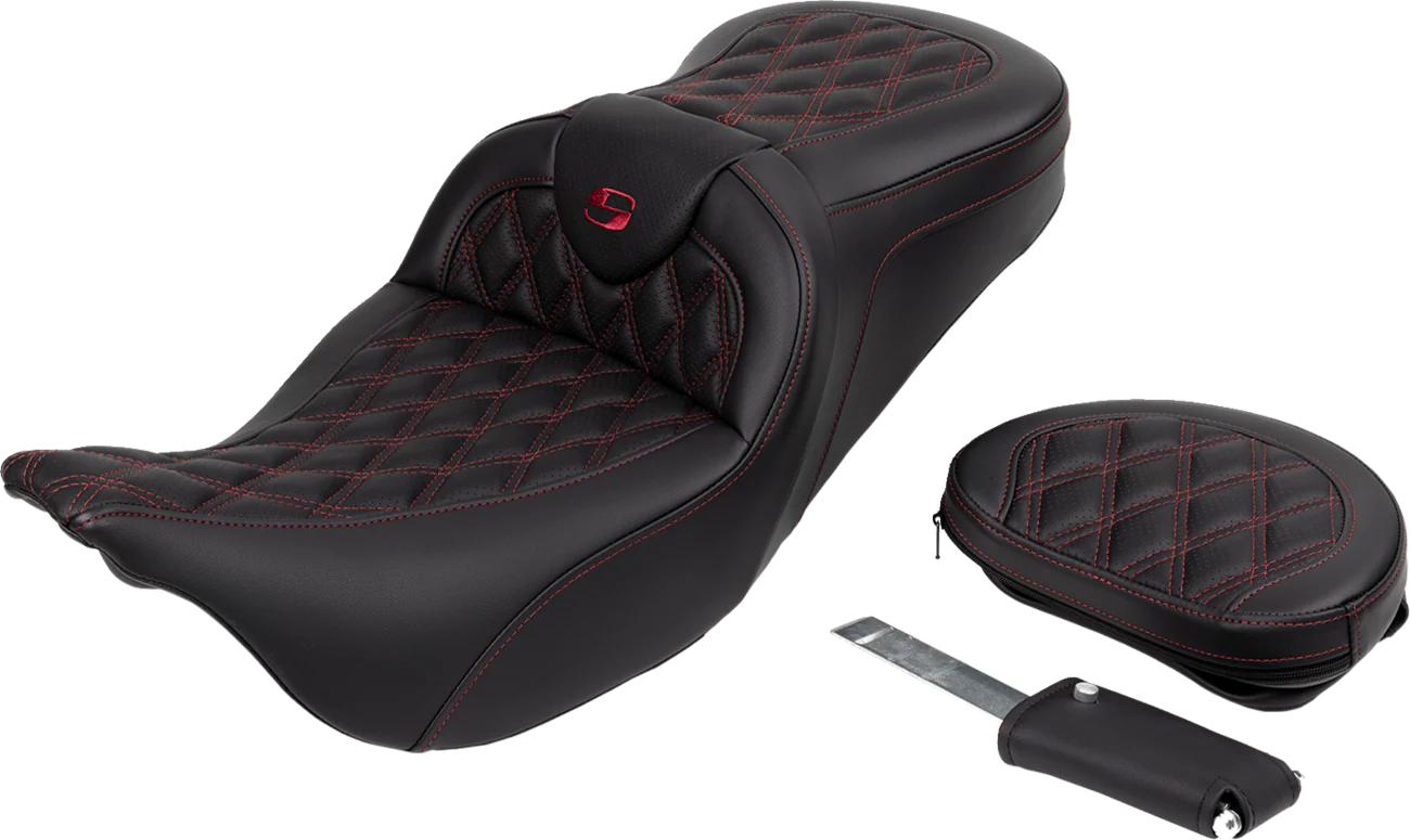 SADDLEMEN Roadsofa* Seat - with Backrest - Wine Berry Stitch - FL '08-'23 808-07B-182B8 - Image 4